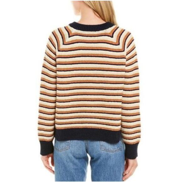 Madewell Arden V-Neck Crop Pullover Sweater Womens Small Multi Striped Knit - Picture 12 of 12